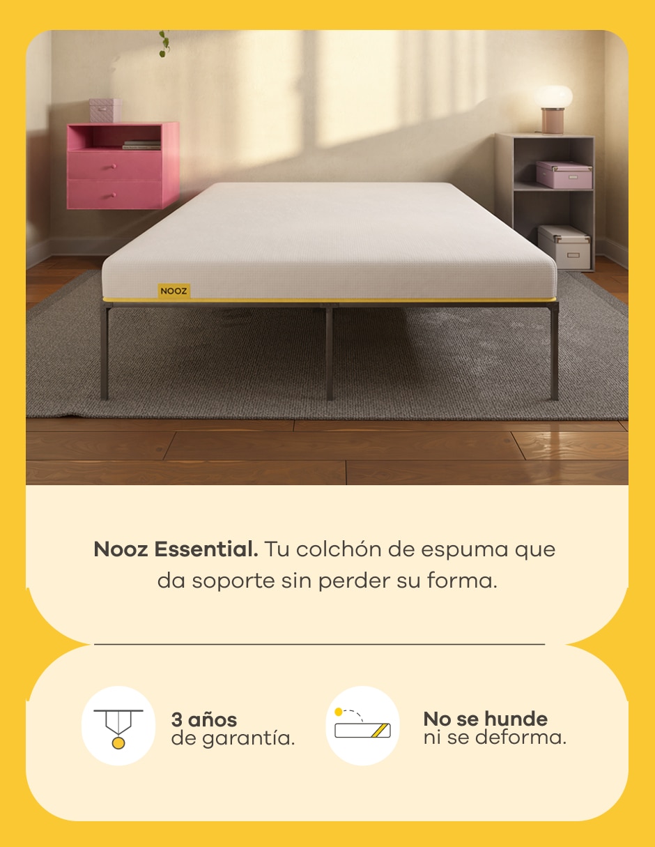 Colchón en caja Nooz Essential Low 16 cm + Almohada Responsive 2 Pack